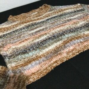 Striped Knit Sweater‎ Crewneck Pullover Brown Beige Multicolor Medium